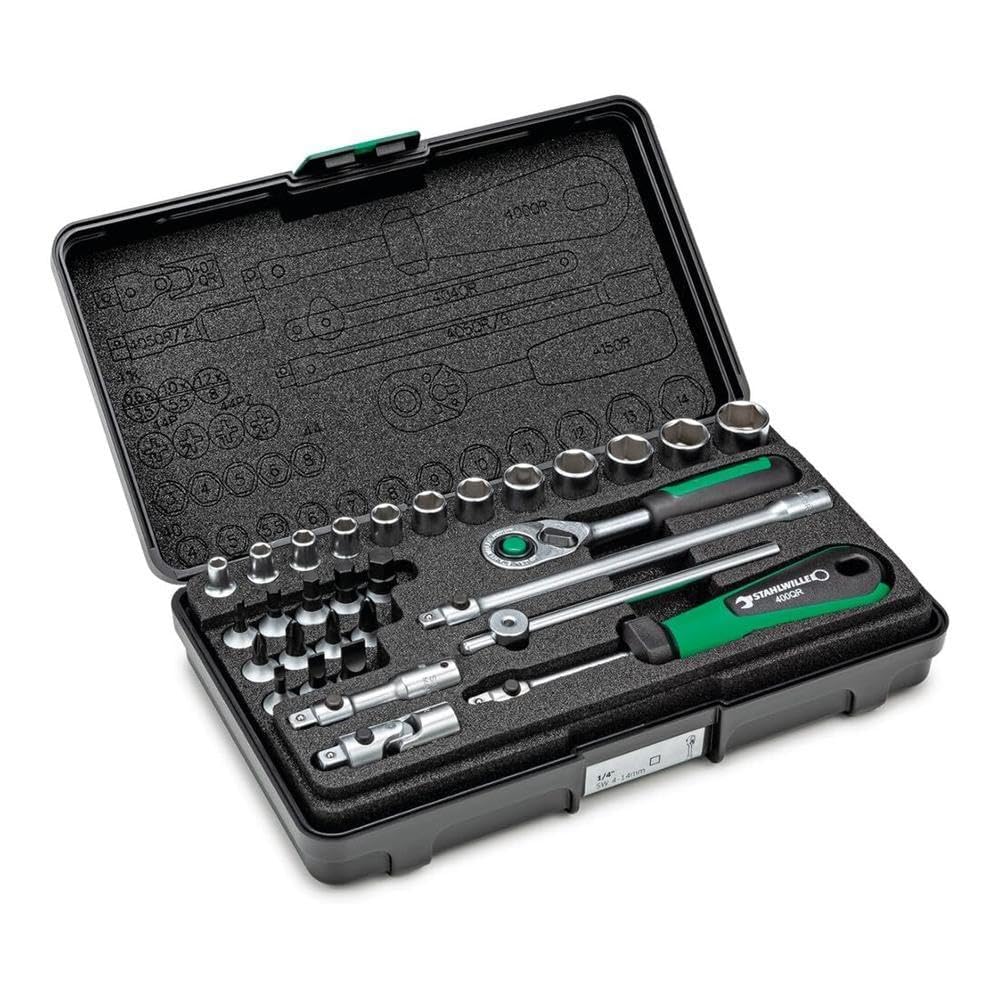 STAHLWILLE square drive socket wrench set with case 30-piece 1/4" (40/24/6QRKN)
