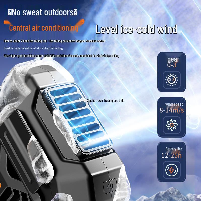 Portable Waist and Neck Fan for Outdoor Cooling - Rechargeable Clip-On Design for Heatstroke Prevention