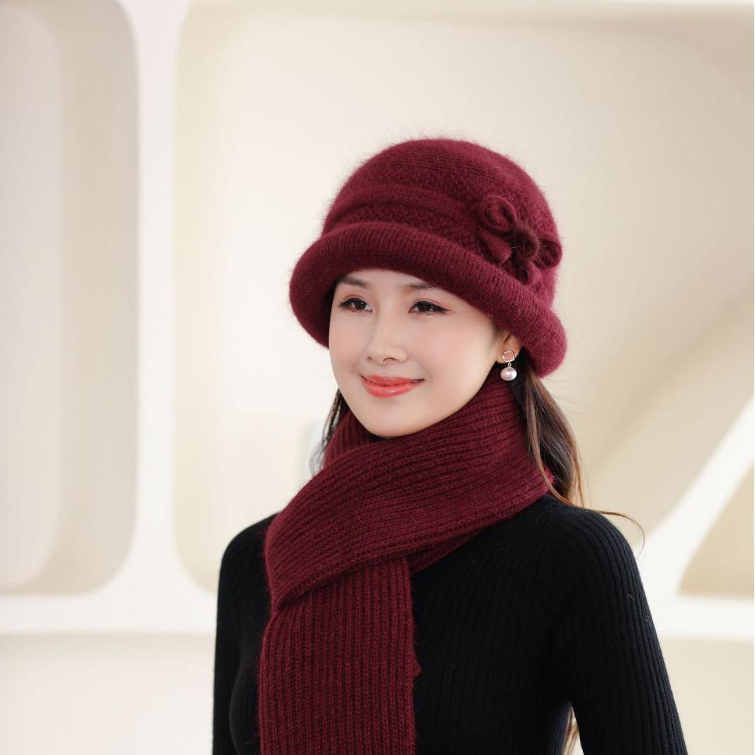 

Осенне-зимние женские шляпы для женщин, матерей, шерстяные шляпы, плюс бархат, защита от холода, хлопковые шляпы-горшки, вязаная шапка для бабушки, пожилой женщины average size