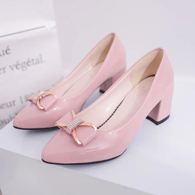 fashion Pink Pumps Women Summer New Sweet Butterfly-knot Women's Pumps Fashion Pointed Toe Ladies High Heels Elegant Dress Shoes