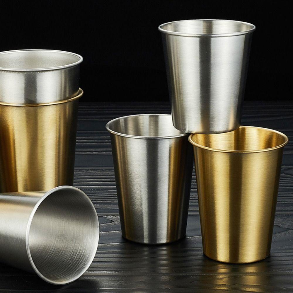 Weinglas 400/500ML Edelstahlbecher Verdickt Weiter Mund Bierbecher Wasserbecher Trinkbecher Restaurant