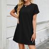Women's Fashion Solid Color Round Neck Loose Short Sleeve Casual Dresses
