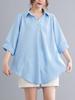 2026 Stylish Cotton Linen V-Neck Casual Plus Size Shirt with Belly Coverage and Wide Hem