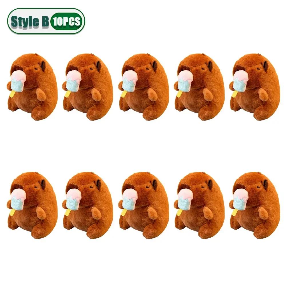 1-20PCS Cute Cartoon Capybara Pendant  Pull-out Fruit Kapybara Plush Keychain Cute Plush Doll Bag Hanging Ornament  Gift Pendant