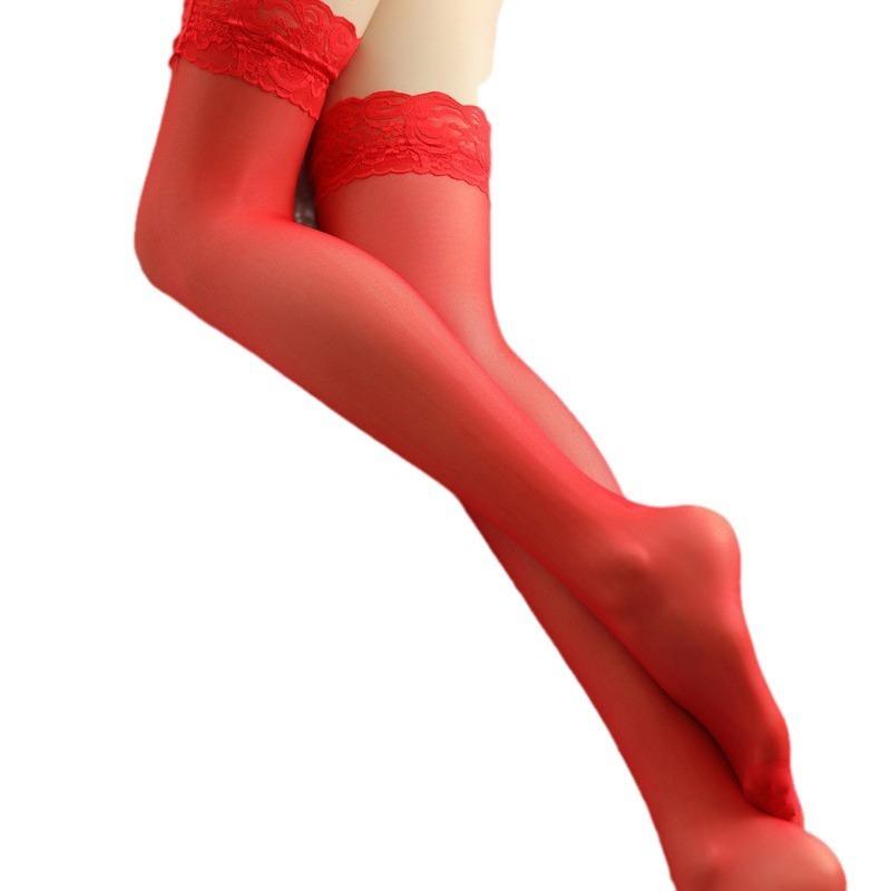 Sexy Lace Trim Sheer Over Knee Thigh High Stockings For Women