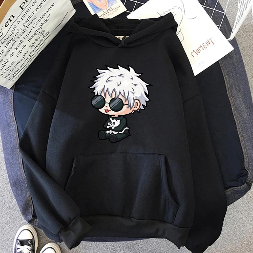 Anime Jujutsu Kaisen Satoru Gojo Cute Cartoon Graphic Printed Hooded Hoodie Men Women Sweatshirts Unisex Streetwear