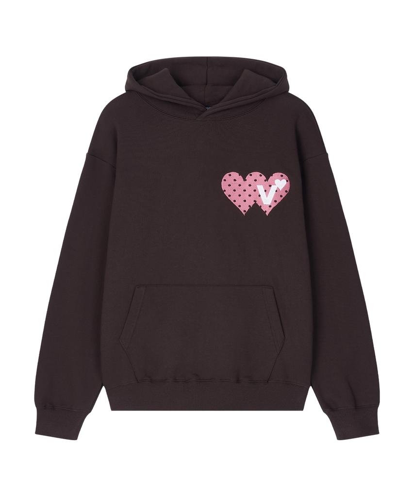 Double Heart Hoodie [Deep Brown]