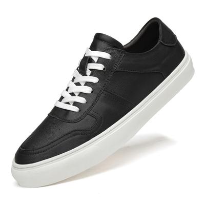 Men Casual Shoes Luxury Brand Fashion Black White Sneakers Men 100% COw Leather Breathable Soft Walking Footwear