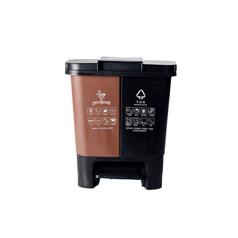 Twin-Compartment Thickened Trash Can with Lid - Large Capacity Pedal Bin for Kitchen & Outdoors