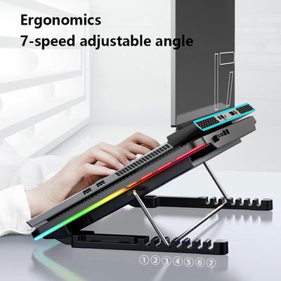 2 Usb Bağlantı Noktası Dizüstü Soğutma Pedi Led Işıkları Oyun Dizüstü Soğutucu RGB Taşınabilir Fan Soğutma Standı 15.6-17.3 Inç