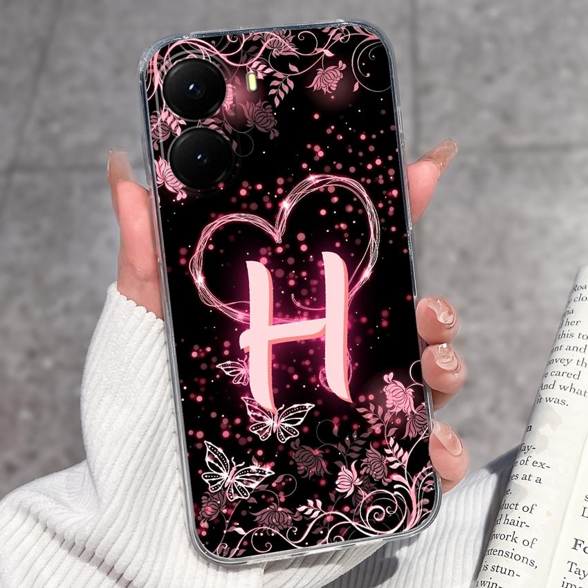 Initial Letter A-Z Fashion Phone Case For Xiaomi Poco X7 X6 X5 X4 X3 Pro C85 C75 C71 C51 C50 Black TPU Soft Silicone Protective Shell For Xiaomi Cover