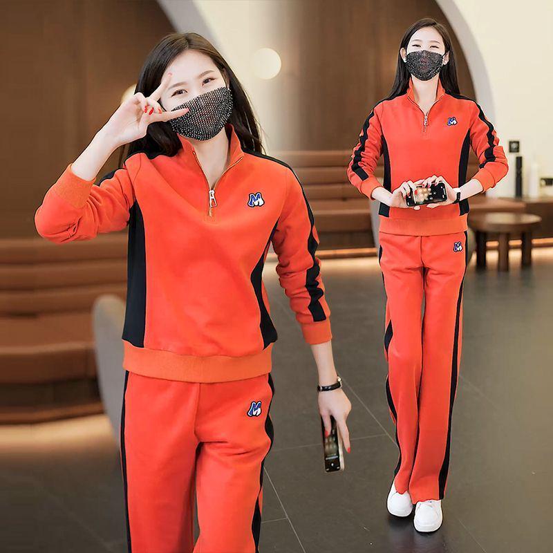 Popular Women's Spring & Autumn Tracksuit Set: Fashionable Hoodie & Wide-Leg Pants for Middle-Aged Mothers – 2025 Collection