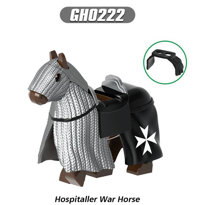 MOC Medeival Knights Horse Building Blocks Crow Wolf Warhorse Eagle Lion Green Dragon Warrior Bricks Toys Kids Gift