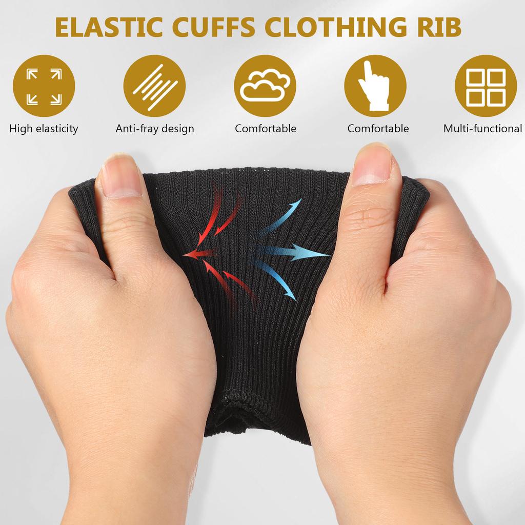 1Pair Elastic Rib Knit Cuff Sleeve for Jacket Sportswear Pants Repair Stretch Tubular Cuffing Fabric Smooth Seaming Padded Cuff