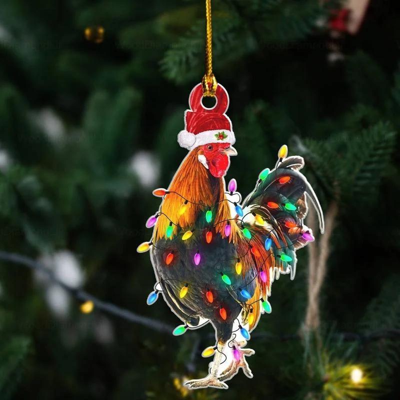 Dekoracje świąteczne akrylowe zawieszki kogut jeleń flaming lew dekoracje festiwalowe prezent świąteczny