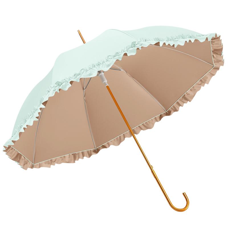 New 8-bone straight rod color glue fabric sunscreen sunshade lace umbrella high-grade light luxury sun umbrella advertising long-handled umbrella