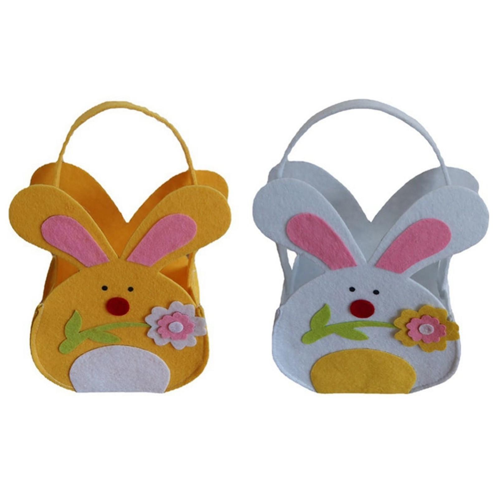 2 Piece Easter Bunny Gift Bag Storage Bag Canvas Decorative Basket Easter Storage Bag