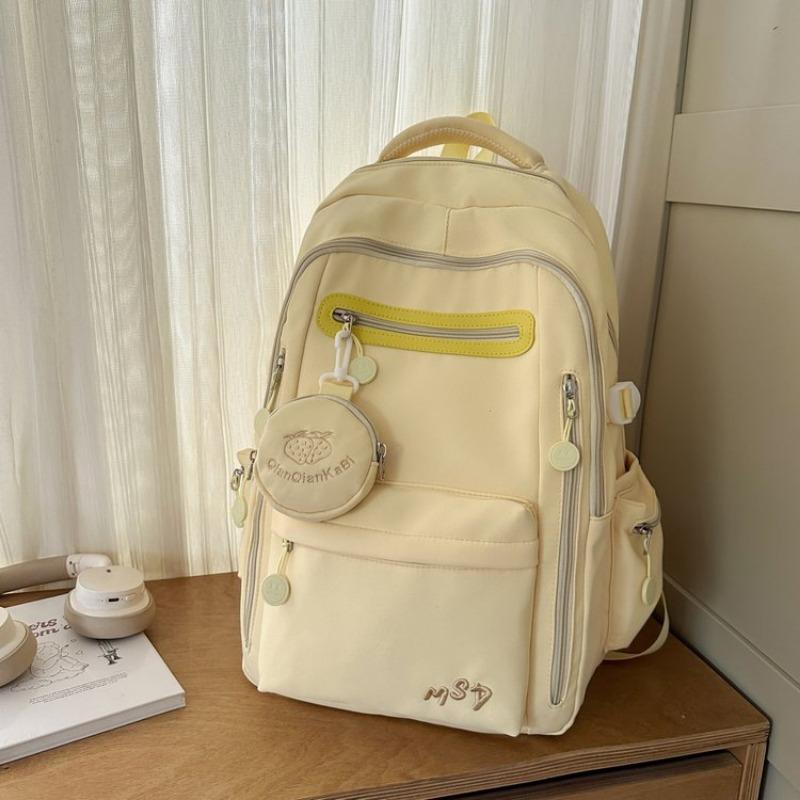 schoolbag schoolbag female solid color small fresh middle and high school students multi-compartment backpack campus college student backpack