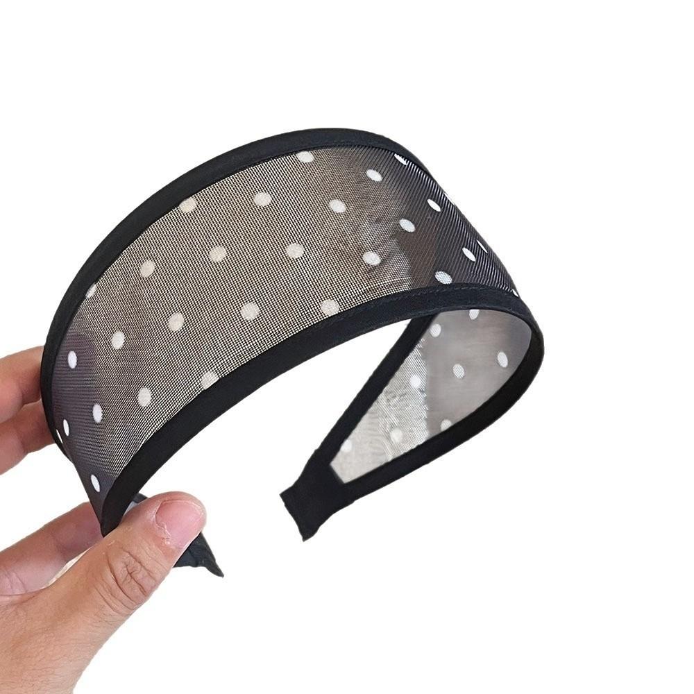 Soft Fabric Hair Hoop Polka Dot Pattern Wide Headband Comfortable Mesh Headband Travel Use