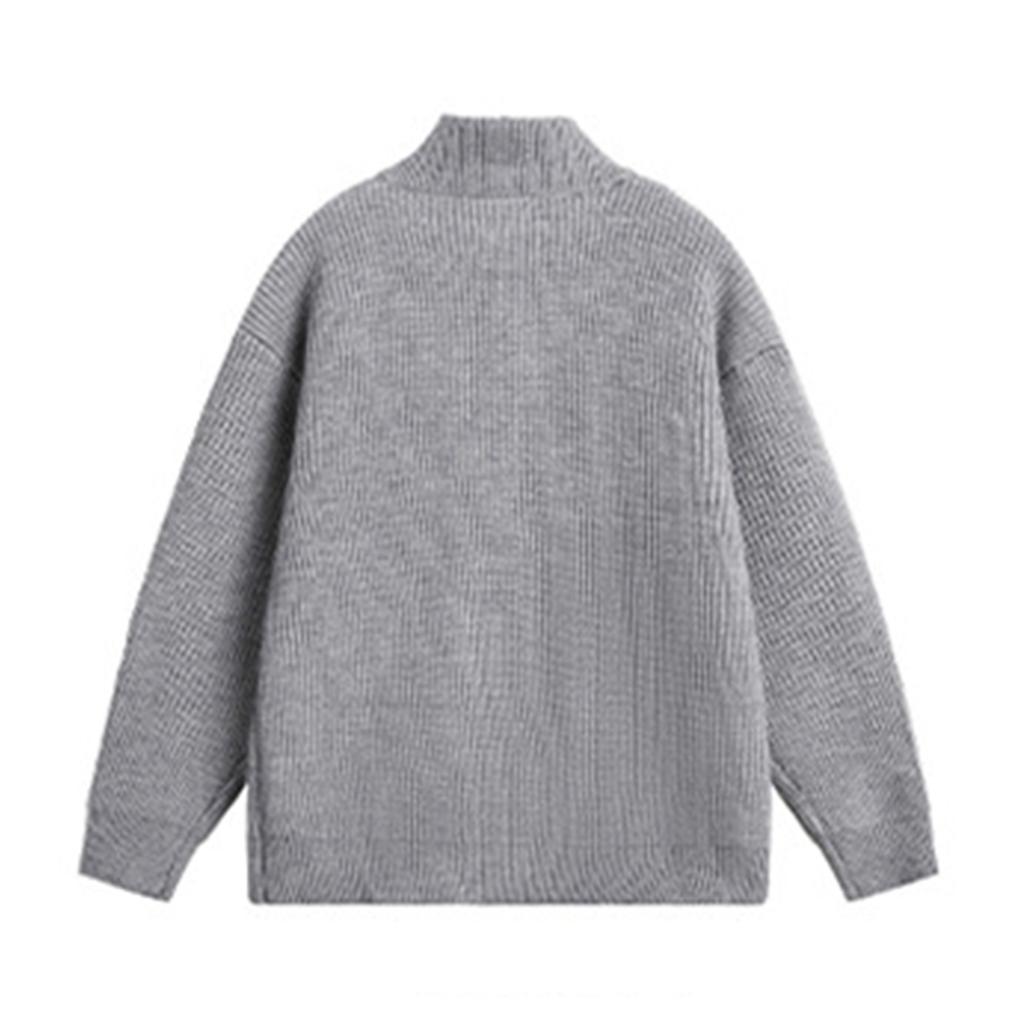 Men's Solid-color Loose Cardigan, Sweater, Knitted Sweater, Men's And Women's Stand-up Collar Zipper Jacket