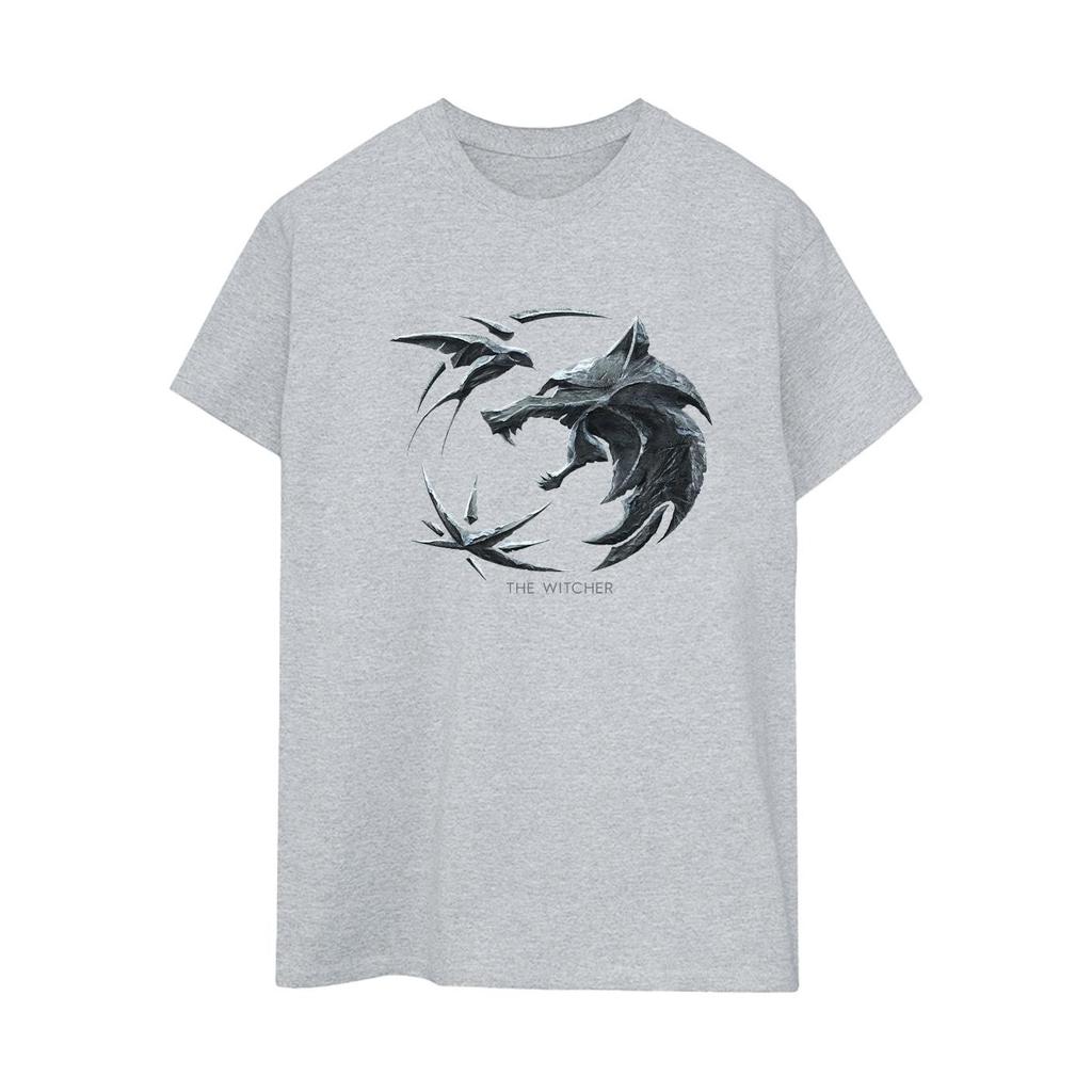 Netflix Womens/Ladies The Witcher Wolf Logo Cotton Boyfriend T-Shirt