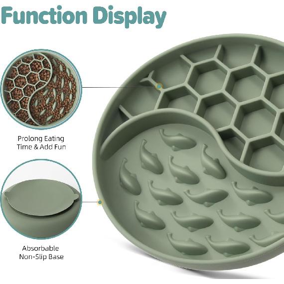 Slow Feeder Dog Bowls, Silicone Pet Food Bowls with Suction Cups, Non-Slip Dog Feeding Slow Down Pet Eating Speed for Fast Eaters, Anxiety Relief &