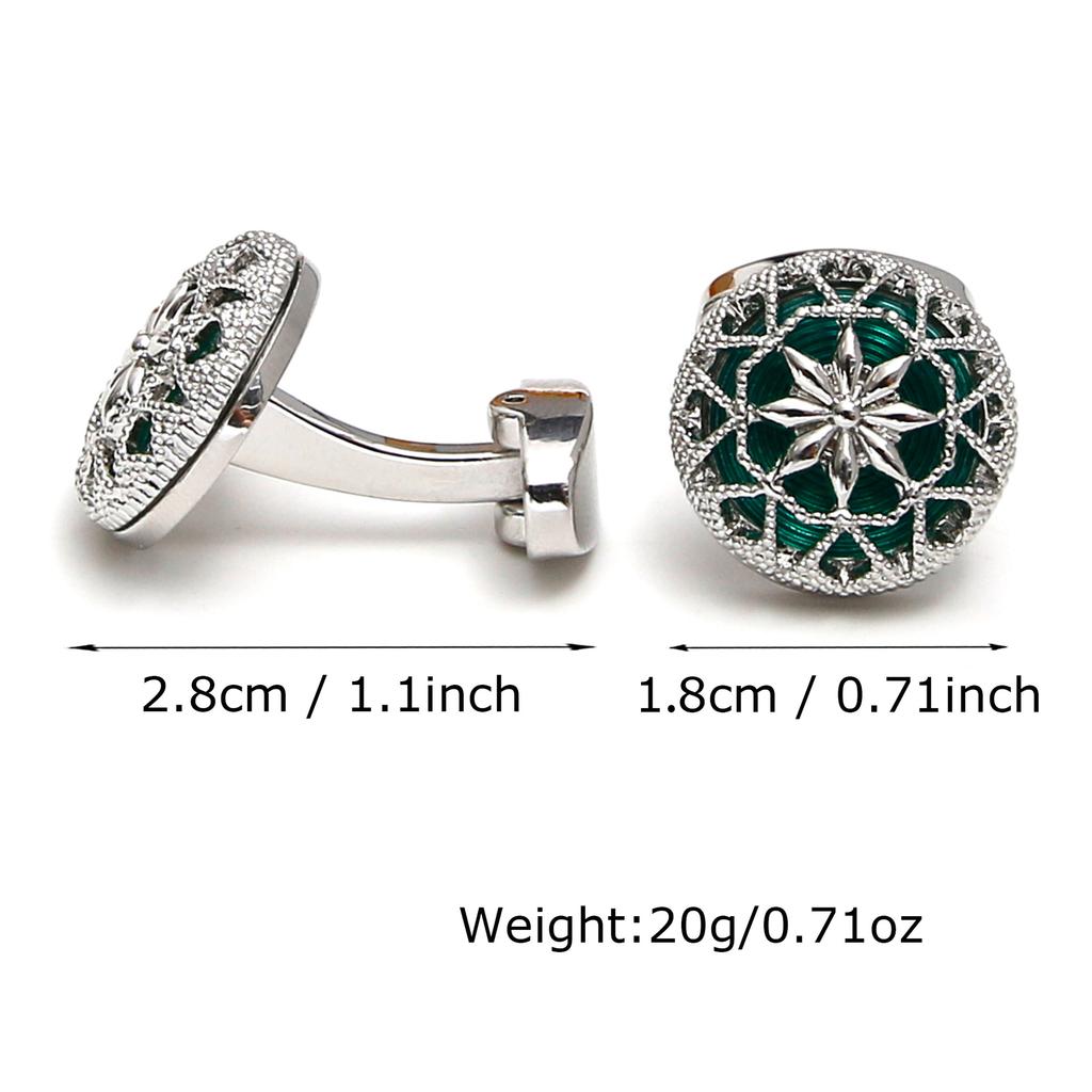 Spot wholesale exquisite creative hollow pattern design round 3 colors optional men's cufflinks, cross-border hot-selling jewelry