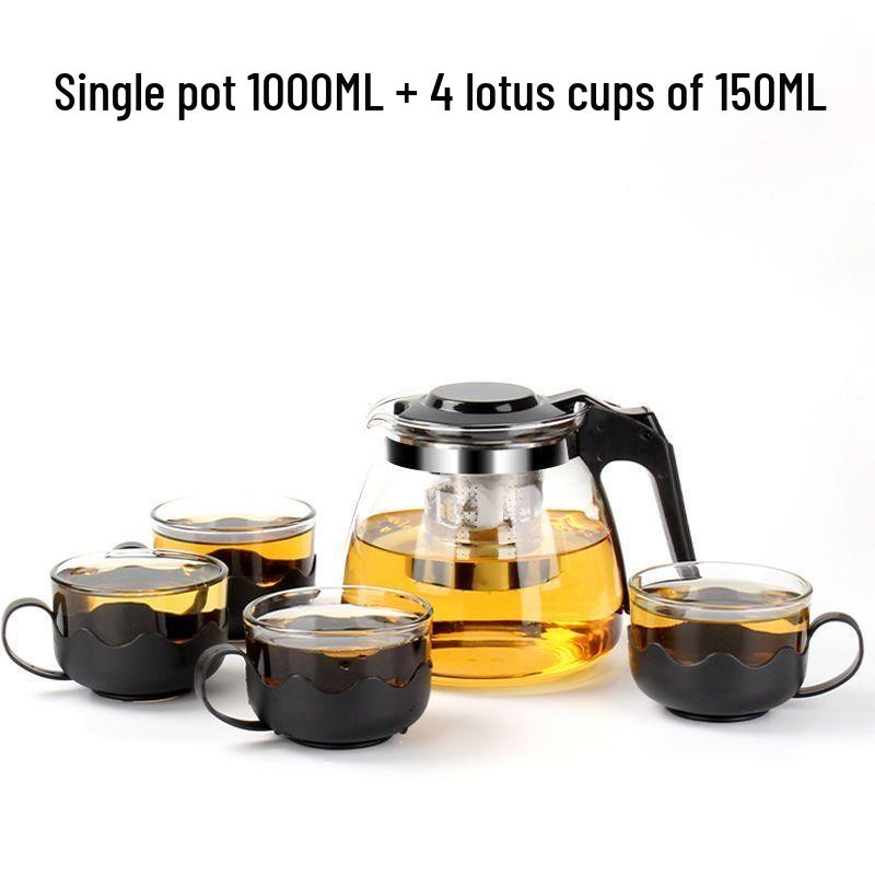 High-Temperature Resistant Tea Kettle with Thickened Glass, Stainless Steel Filter, and Large Capacity