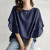 Top Estivo da Donna in Chiffon con Maniche a Pipistrello, Nuova Blusa Casual Traspirante a Maniche Corte Larga con Girocollo