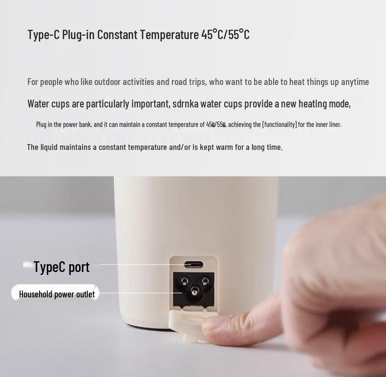 Japan SDRNKA Portabel Elektrisk Resevattenkokare - Vattenkokning och Uppvärmning Isolerad Kopp med Konstant Temperaturkontroll