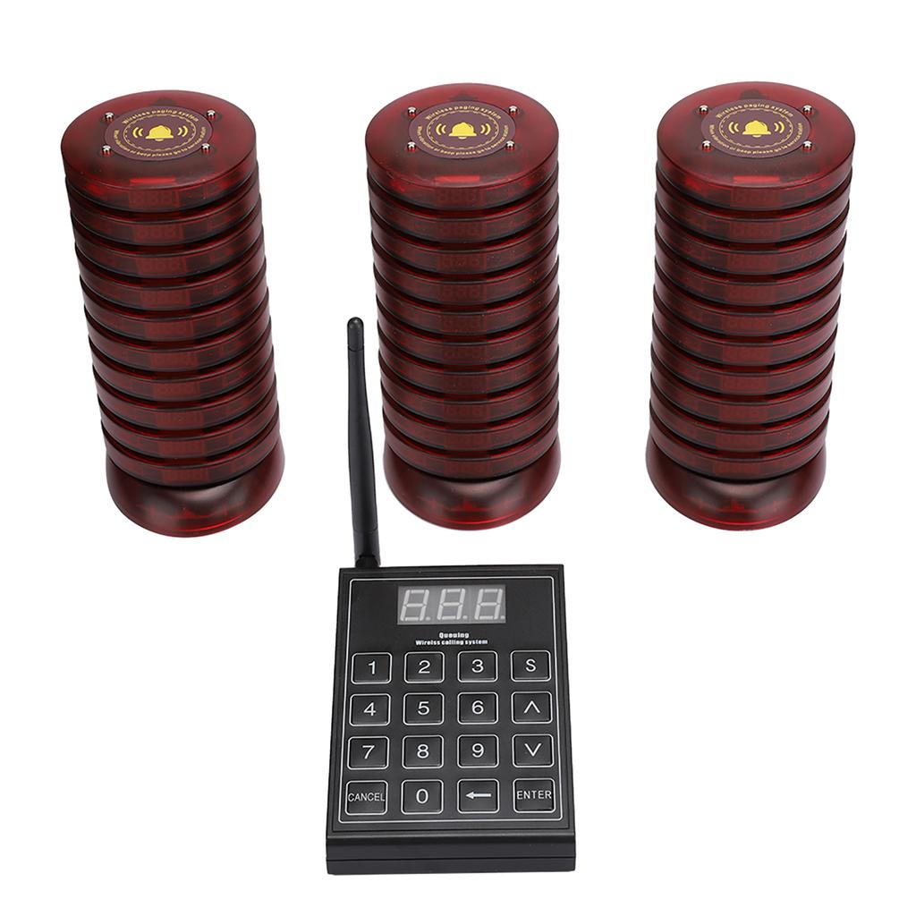 Coaster Pager Calling System Restaurant Guest Paging System 1 Transmitter with 30 PagersUK Plug