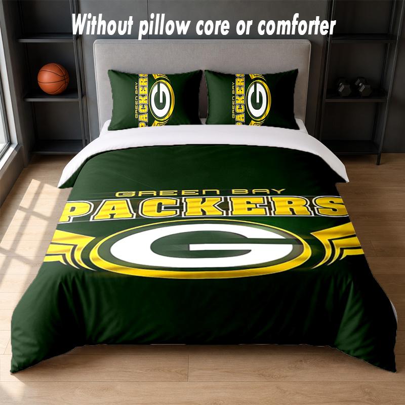 Green Bay Packers Design Bed Bedding Set 1 Duvet Cover + 2 Pillowcases Soft Breathable Household Bed Linens