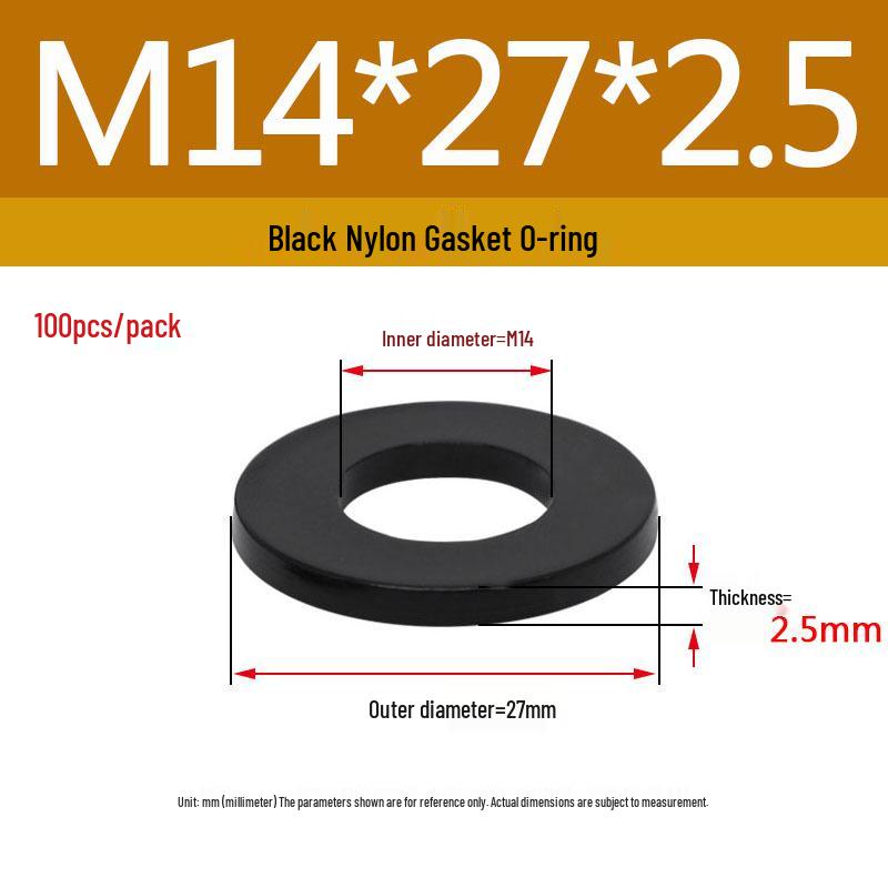 Schwarzer Nylon-Kunststoff Flache Unterlegscheibe Ring M2-M20