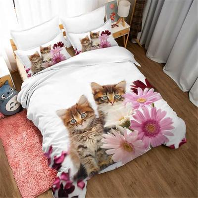 Parure de lit avec housse de couette et taies d'oreiller pour chat, jolie parure de lit multicolore pour animaux, 2/3 pièces, housses de couette et taies d'oreiller, taille double/complète/queen/king size