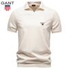 Stickerei Sommer Tencel Herren Poloshirt Old Money Stil Seide Glatt Fallgefühl Geschäftsleute Möwenkragen Polo
