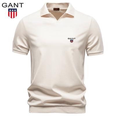 Cămașă Polo Bărbați Broderie Vară Tencel Stil Old Money Mătase Alunecoasă Senzație de Cădere Bărbați de Afaceri Guler Tip Pescar Polo