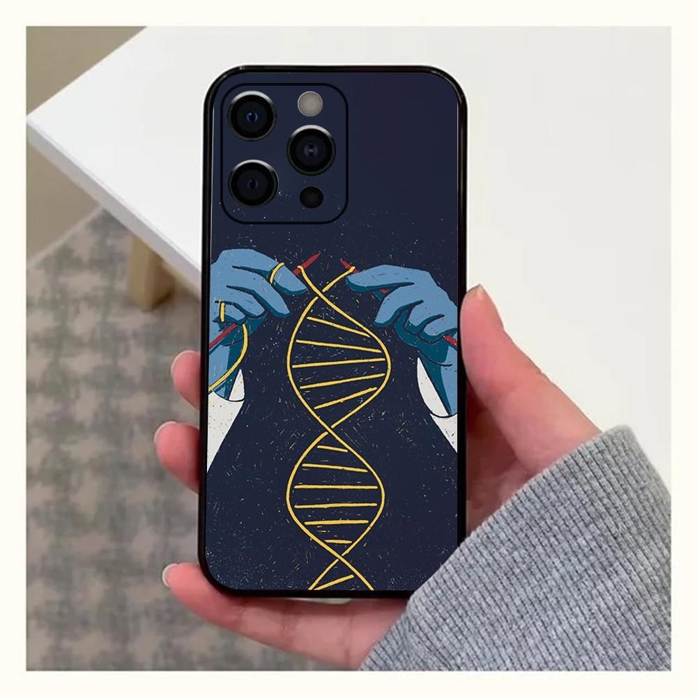 Wissenschaft DNA Biologie Handyhülle Für Apple iPhone 15,14,13,12,11,Pro,X,XS,Max,XR,Plus,Mini Weiche Schwarze Hülle