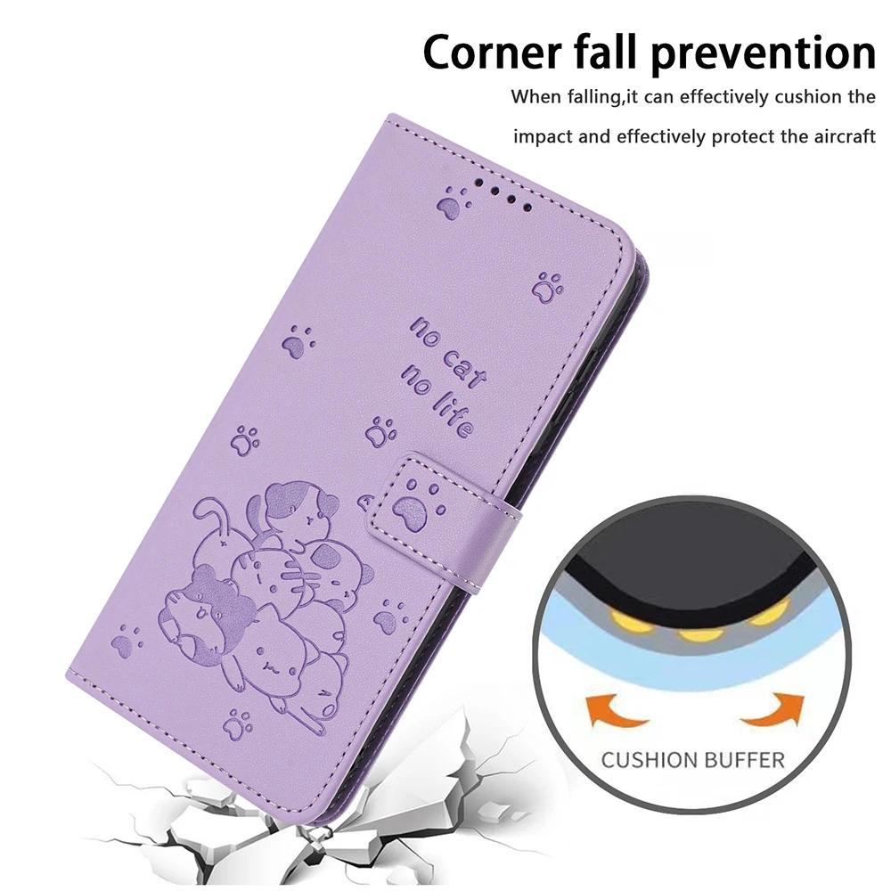 Curte Cat Leather Wallet Cover Case For Samsung Galaxy S25 S24 A06 A14 A15 A16 A23 A24 A25 A33 A34 A35 A36 A53 A54 A55 A56 M35
