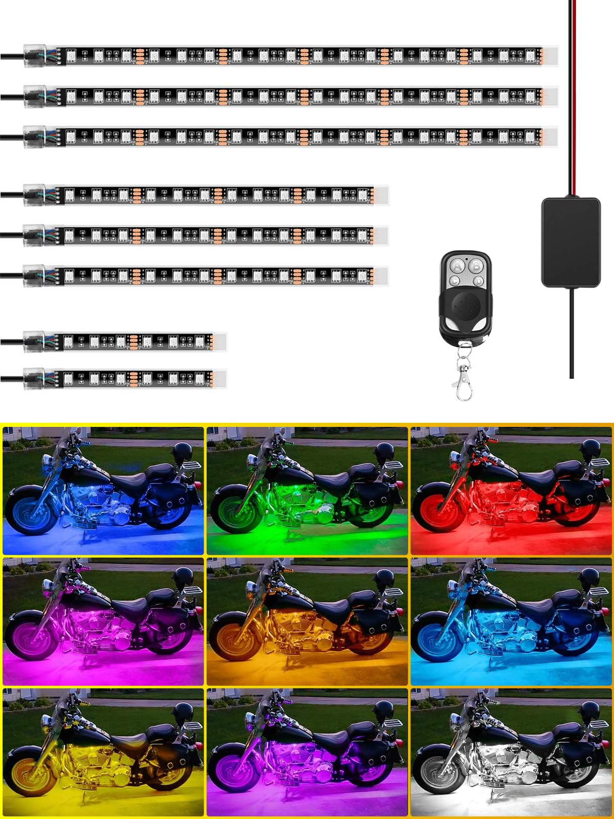 

GREENBEAN RGB LED Tape Light for Motorcycle LED Tail Strip Full Set of Remote Control SMD LED Type Motorcycles, Illumination, Light, Light, Color,