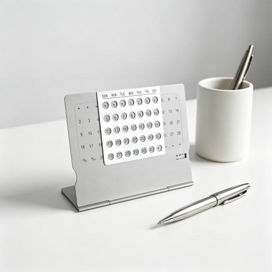 Perpetual Calendar Ultra-Light 1.4oz Aluminum Alloy Manual Adjustable Monthly Desk Calendar