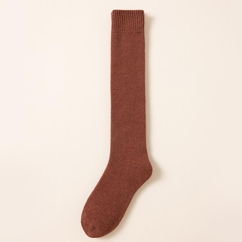 Women's Plus Velvet Warm Mid-Calf Socks: Thick Terry, Trendy Style, High-Top Cotton for Autumn/Winter