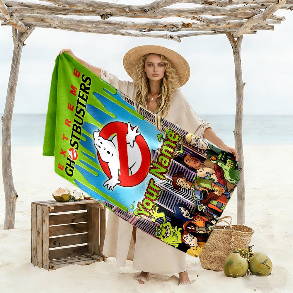 Ghostbusters Personalized Name Beach Towel High Absorbency & Quick-Dry Ideal for Travel Outdoor Swim Pool Yoga Surf Camping Hiking Gym Gift Holiday