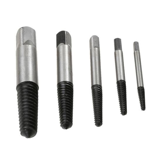 5Pcs Carbon Steel Screw Extractors Broken Damaged Stud Bolt Remover Repair Tool