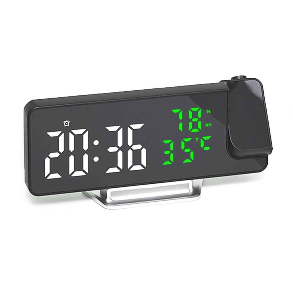 Modern LED Clock with Time Temperature and Humidity Projection for Bedroom Office Dorm Alarm Clock