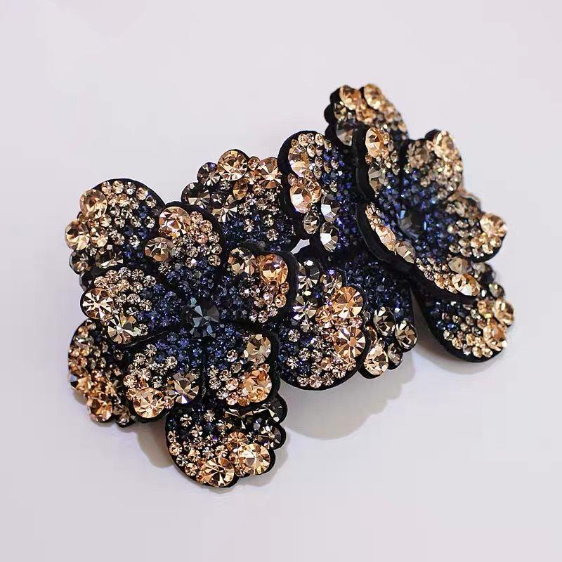 Fashion Rhinestone Flower Hair Clip for Women Korean Style New Headwear Female Top Hair Accessories Mother's Curly Hairpins