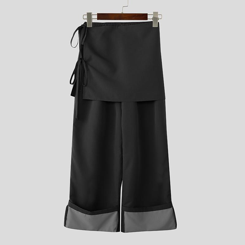 INCERUN Men Zip-up Wrap Waist Casual Loose Thin Baggy Trousers Pants