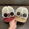 Kids Summer Sun Hat Baseball Cap With Sunglasses Mesh Breathable Baby Boy Girl Sun Protection Bucket Hat Toddler Visor Cap