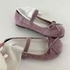 Flat bottom one word with bow Mary Jane shoes  spring new French round head ballet style single shoes