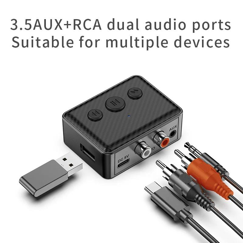 5 In 1 Bluetooth 5.4 Audio NFC Receiver 3.5mm Aux RCA USB Stereo Music Adapter With Mic Car Kit Speaker Amplifier