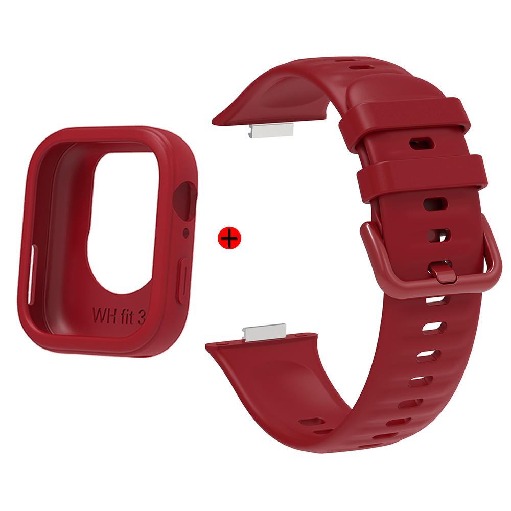 For Huawei Watch Fit 3 Strap Silicone Watchband and Watch Case Replacement Durable and Adjustable Wristband 2-in-1